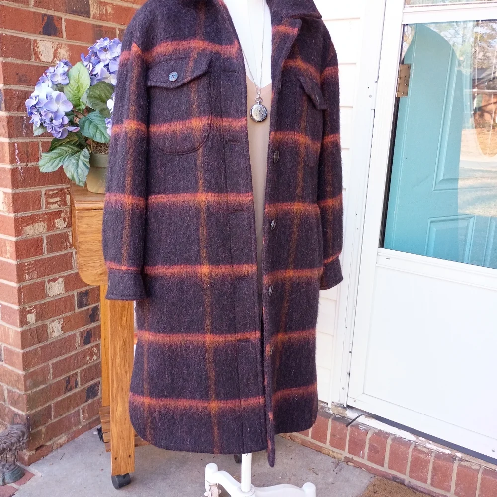 MADEWELL SZ S OVERSIZED SOICED RUM WINDOWPANE LONG COAT NWOT RTL $199 - Picture 3 of 11